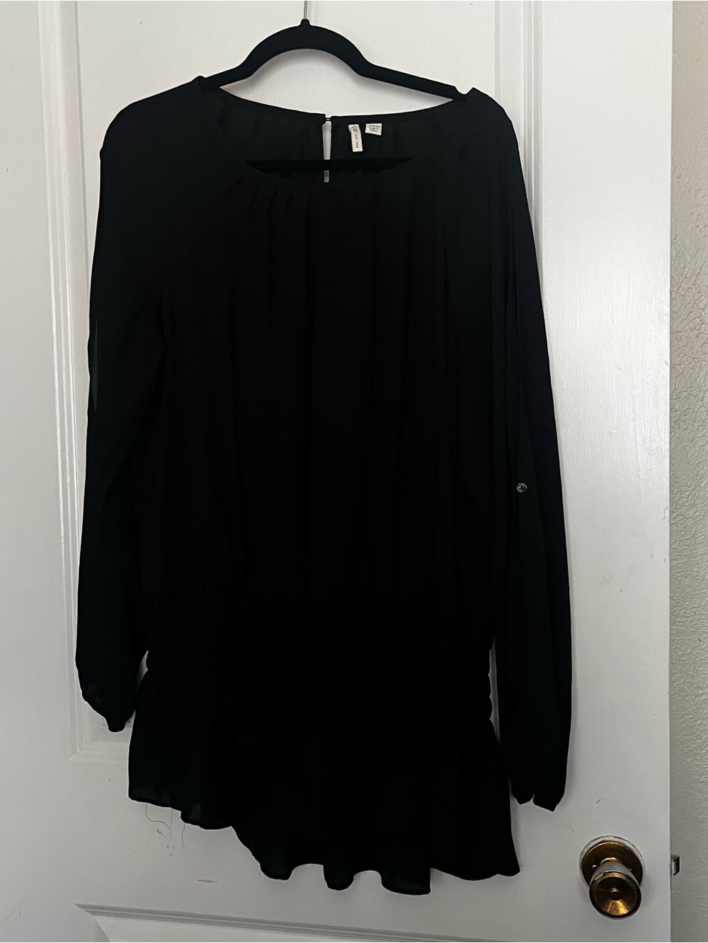 Cato Black Long Sleeve Peplum Blouse